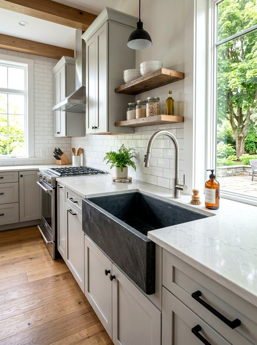 Slate kitchen sink - 30 statement stone sink ideas