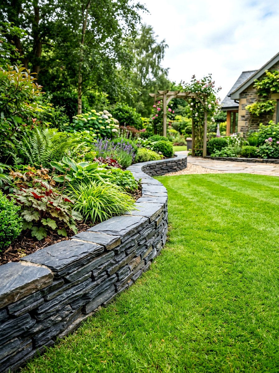 Slate lawn edging - 30 lawn edging ideas