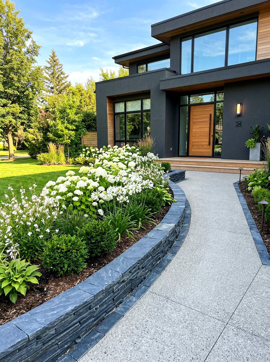 Slate stone edging - 30 front yard edging ideas
