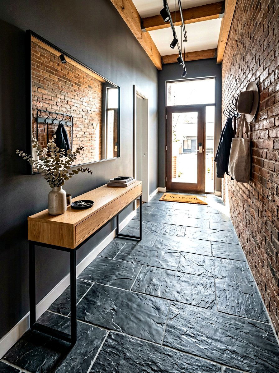 Slate tile entryway flooring - 30 earthy entryway ideas