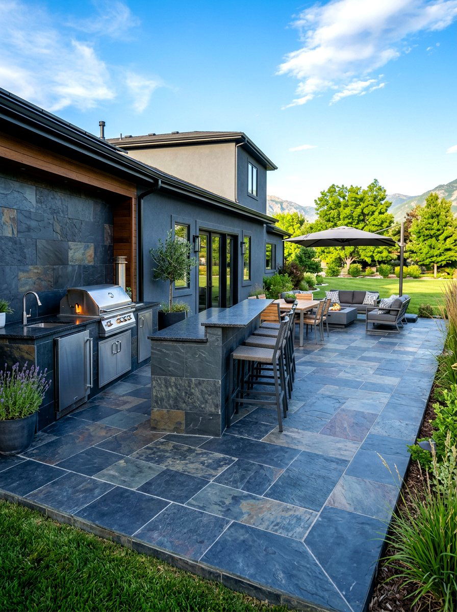 Slate tile outer trim - 30 patio paver border ideas