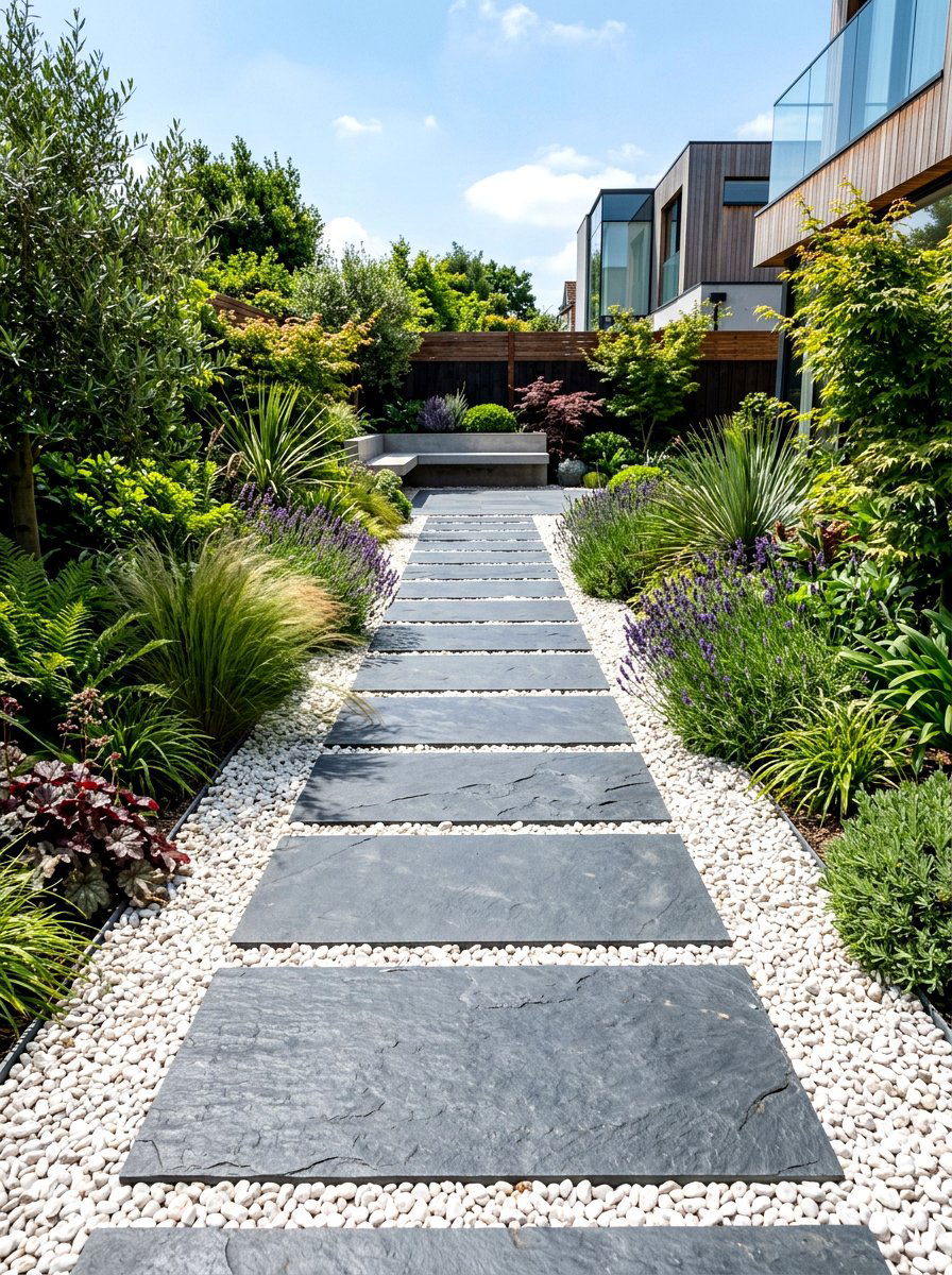Slate tile walkway - 30 woodland path ideas