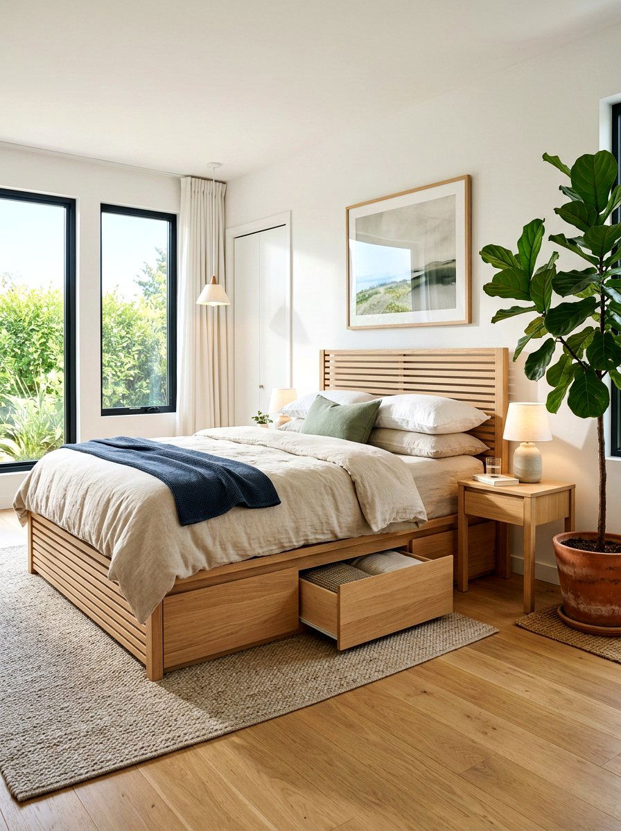 Slatted Storage Bed - 30 storage bed apartment ideas