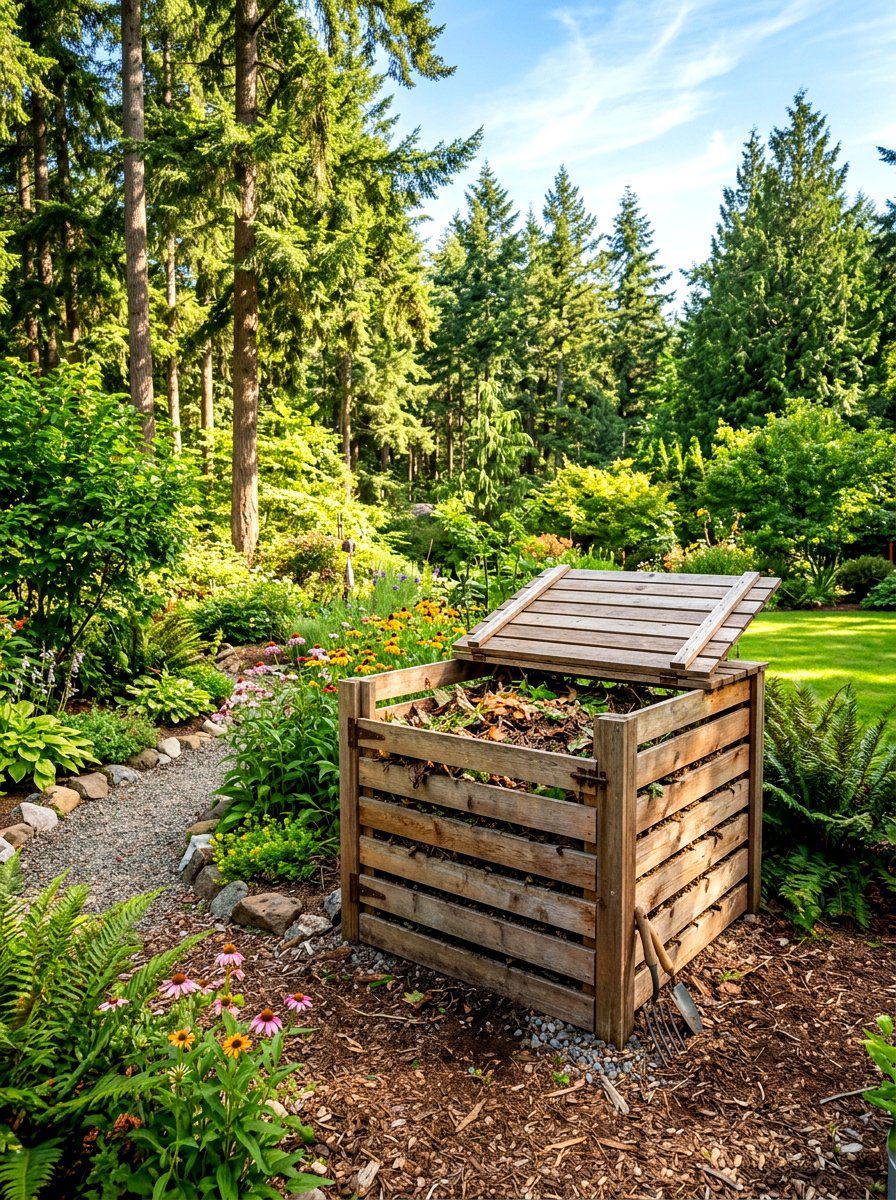 Slatted Timber Compost Bin - 30 compost station ideas