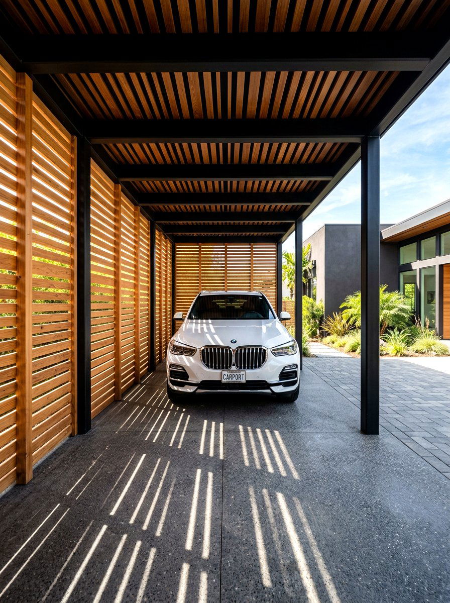 Slatted Wall Carport - 30 carport design ideas