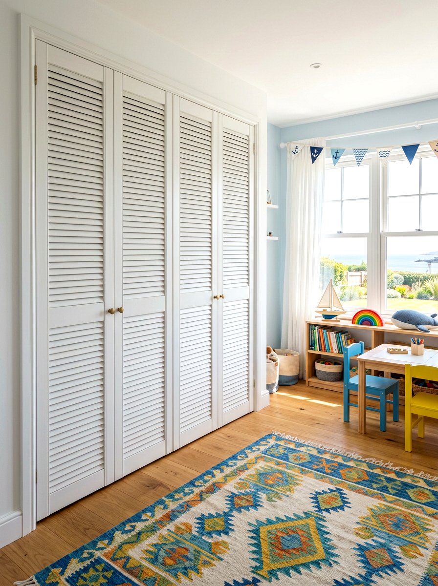 Slatted Wood Door - 30 playroom closet ideas
