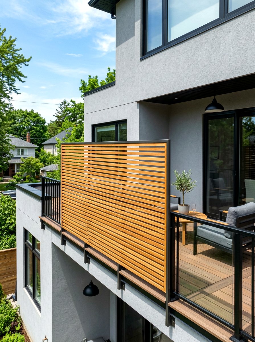 Slatted Wood Privacy Screen - 30 house facade ideas