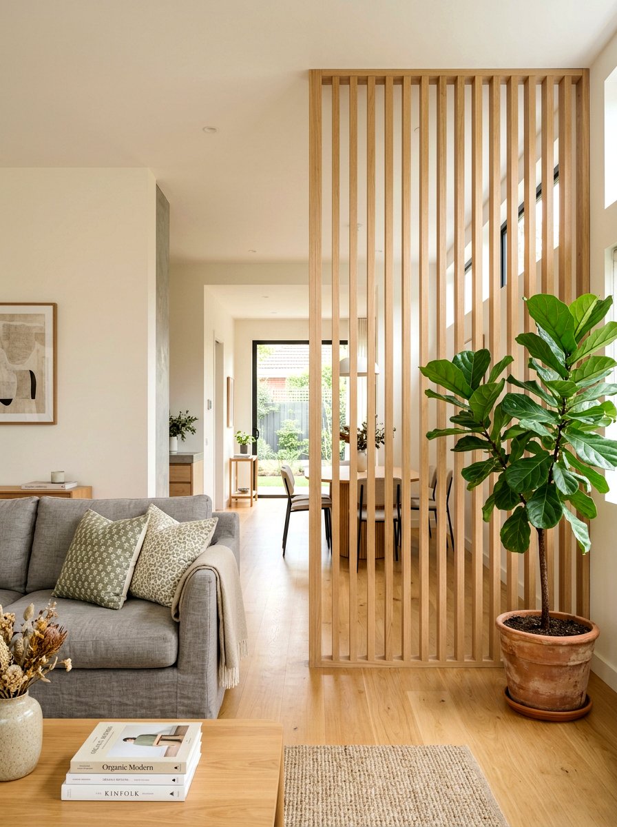 Slatted Wood Screen - 30 cozy compartmentalized home ideas