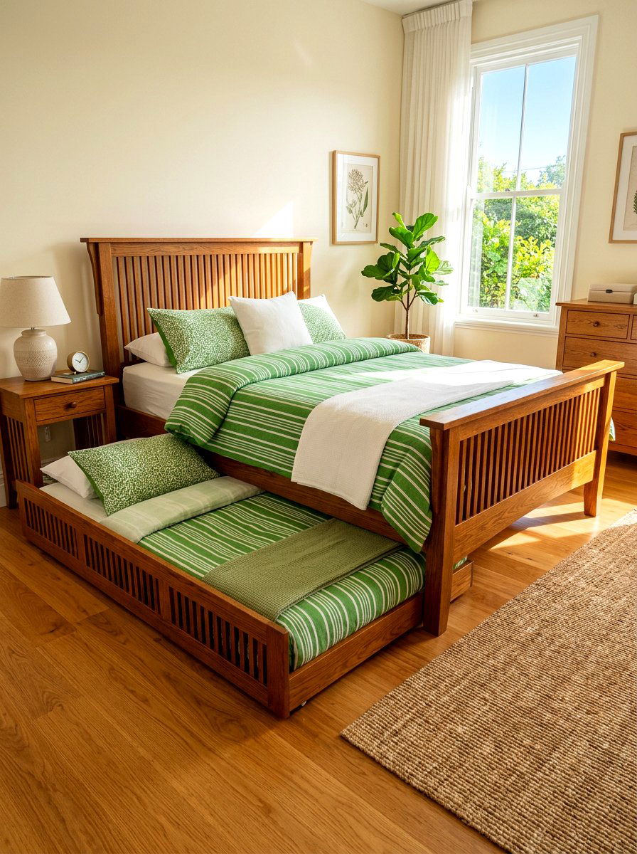 Slatted Wood Trundle Bed - 30 trundle bed ideas