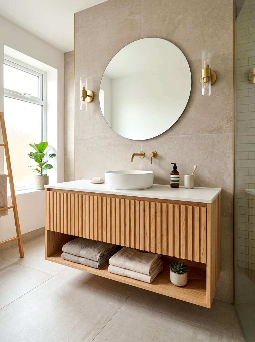 Slatted Wood Vanity - 30 bathroom vanity ideas