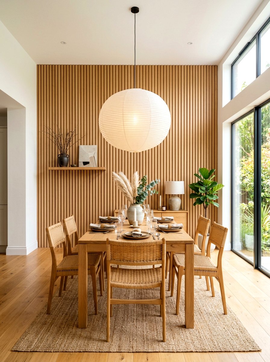 Slatted Wood Wall - 30 Japandi decor ideas