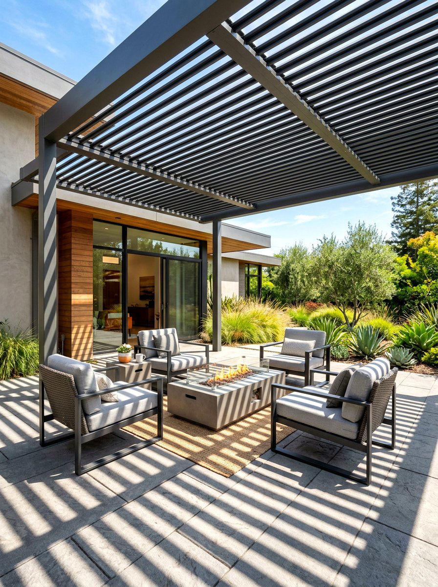 Slatted aluminum metal patio cover - 30 metal patio cover ideas