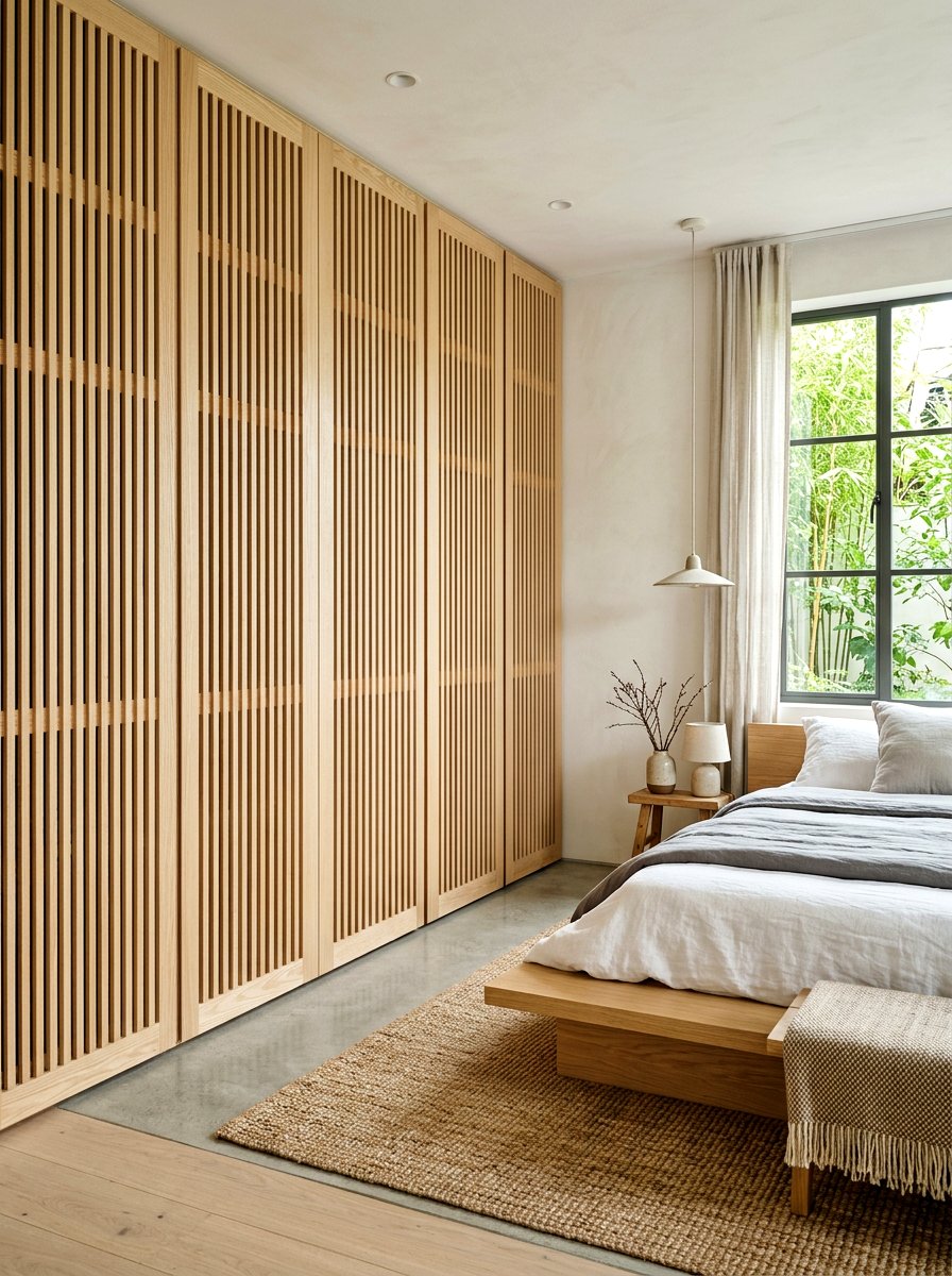 Slatted wood closet doors - 30 bedroom closet door ideas