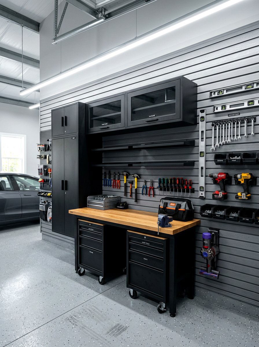Slatwall Garage Cabinet - 30 garage cabinet ideas