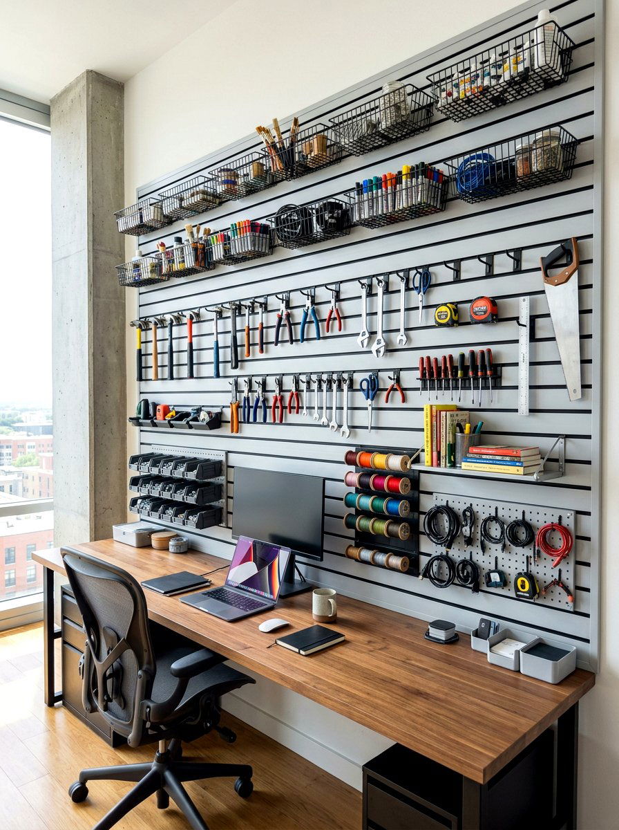 Slatwall Organization Systems - 30 home office storage ideas