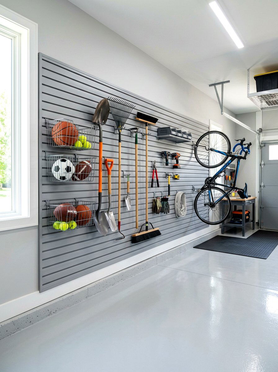 Slatwall System - 30 small garage ideas