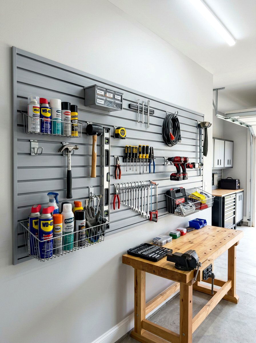 Slatwall System - 30 garage workshop ideas