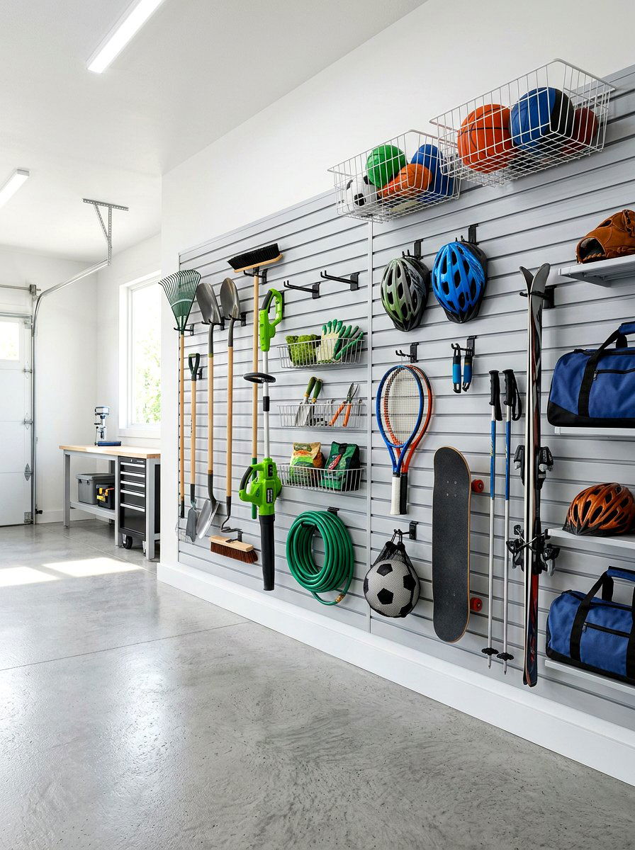 Slatwall garage organization system - 30 garage wall storage ideas