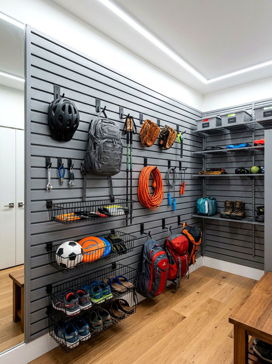 Slatwall panel system - 30 organizing a coat closet ideas