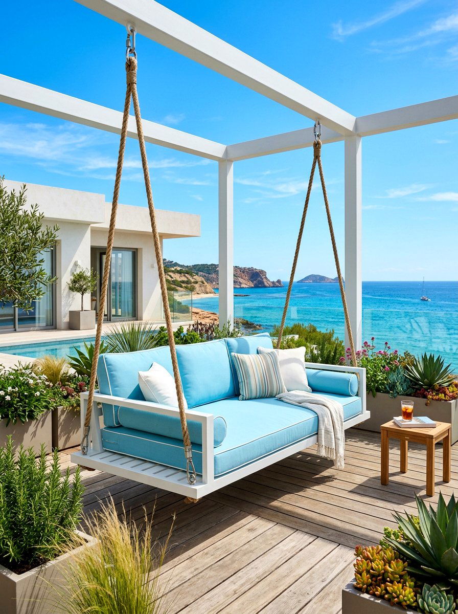 Sleek Aluminum Swing Bed - 30 porch daybed swing ideas