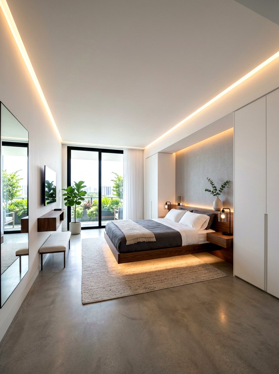 Sleek Bedroom With Hidden Cove Lighting - 30 bedroom lighting ideas