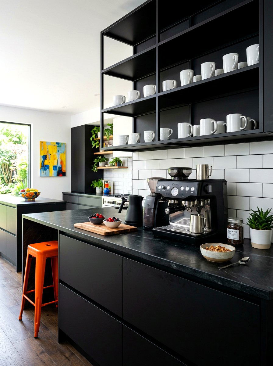 Sleek Black Breakfast Station - 30 built in breakfast station ideas