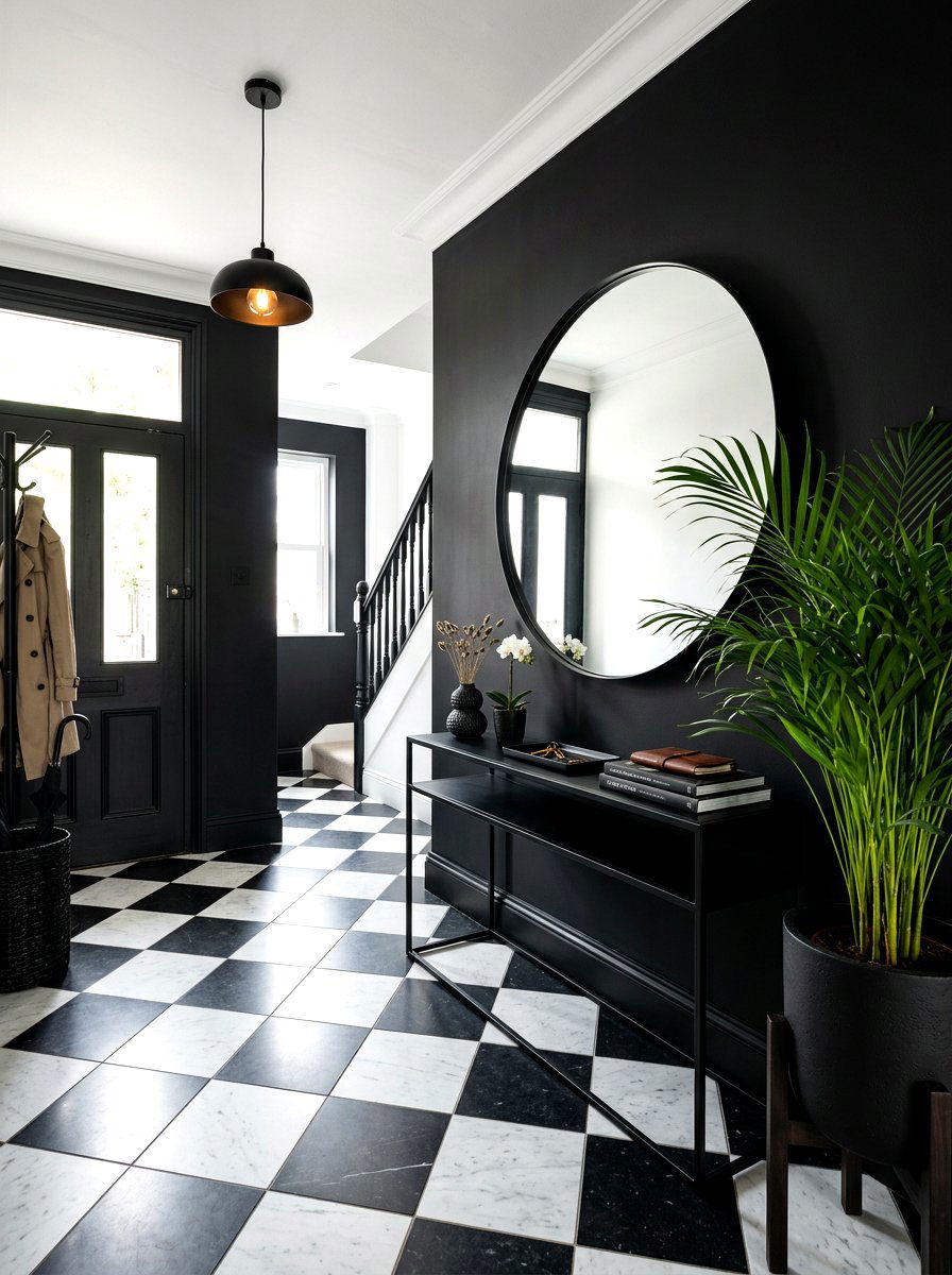Sleek Black Entryway - 30 welcoming entryway ideas