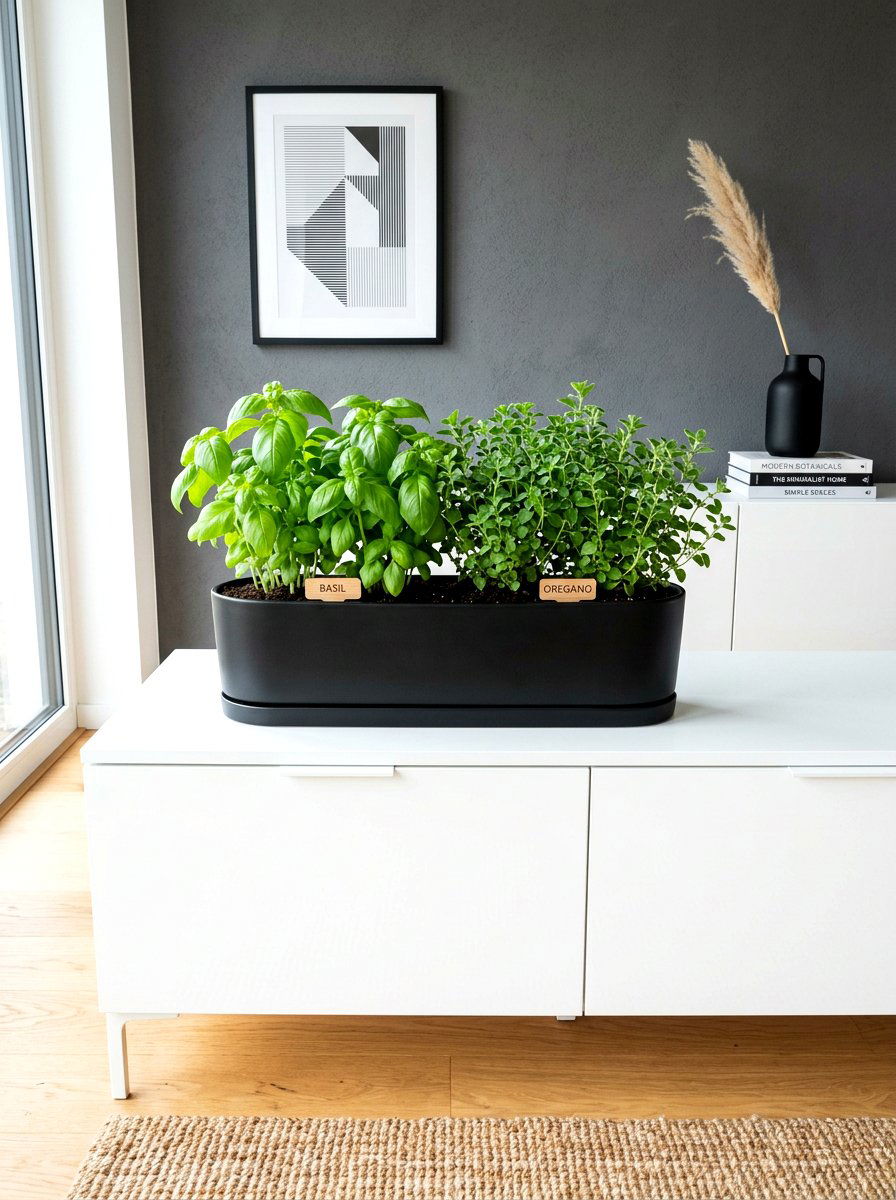 Sleek Black Herb Planter - 30 modern herb garden ideas