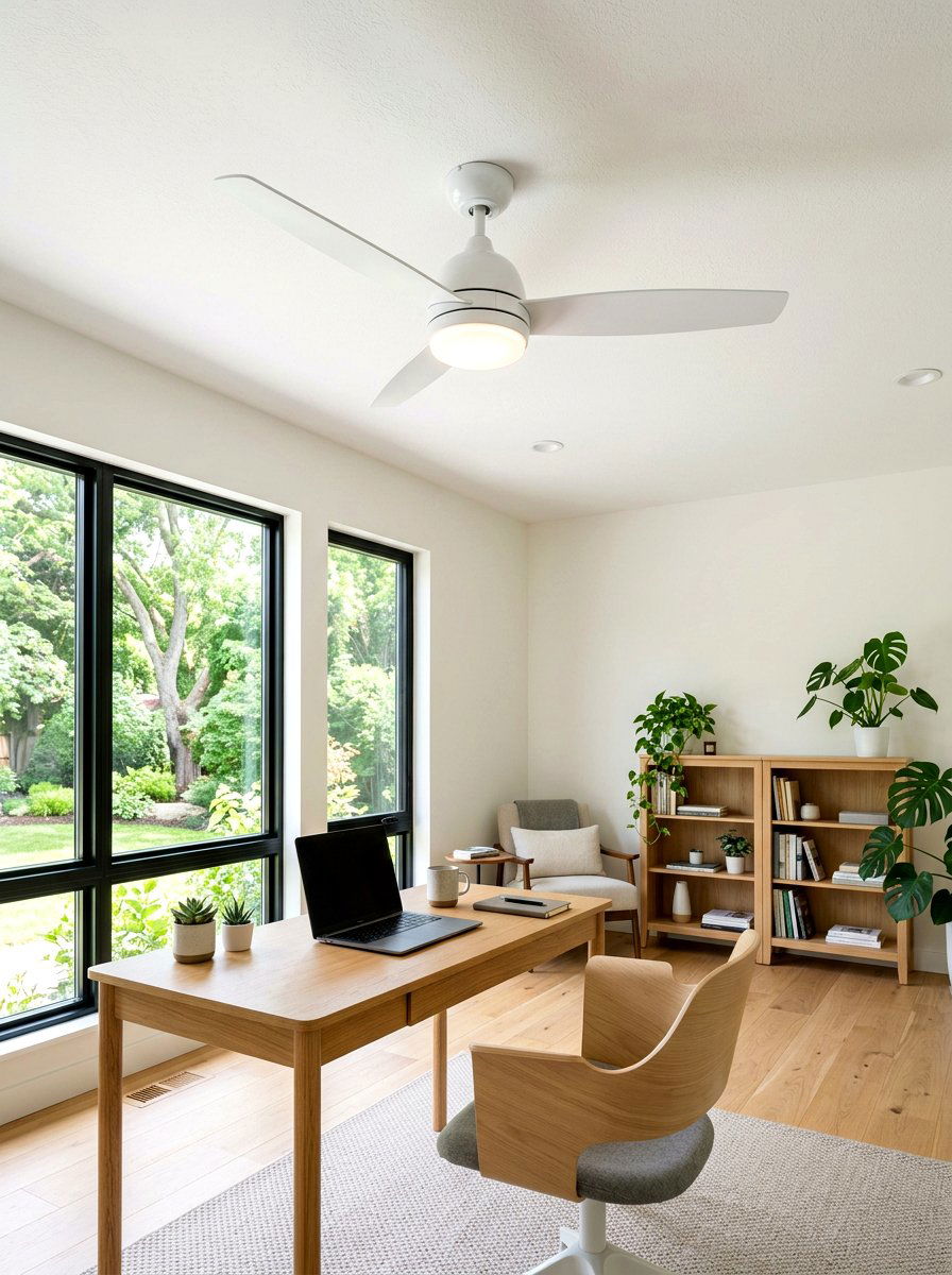 Sleek Ceiling Fan - 30 calming home office ideas
