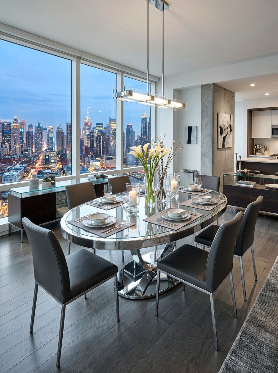 Sleek Chrome Oval Dining Table - 30 oval dining table ideas