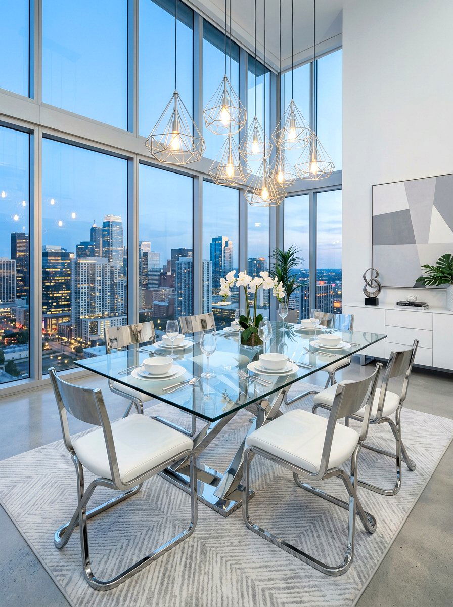 Sleek Glass Dining Room - 30 viral dining room ideas