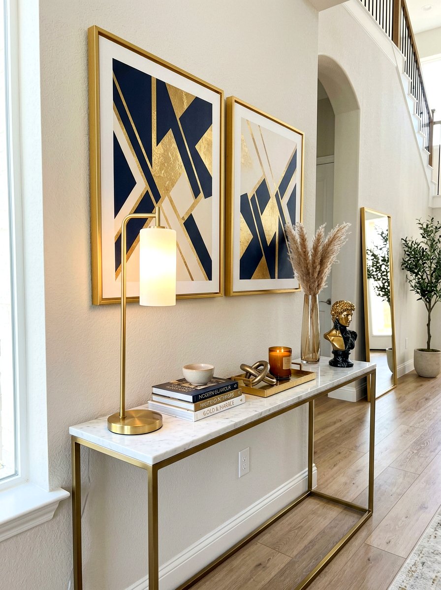 Sleek Gold Lamp - 30 foyer lamp styling ideas