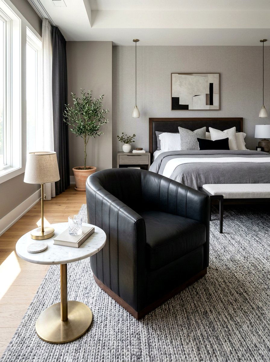 Sleek Leather Barrel Chair Master Suite - 30 leather accent chair ideas