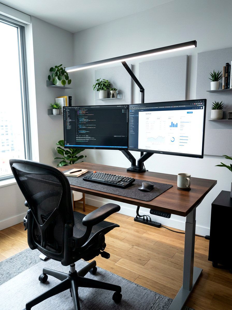 Sleek Linear LED Desk Lamp - 30 lamp lit office ideas