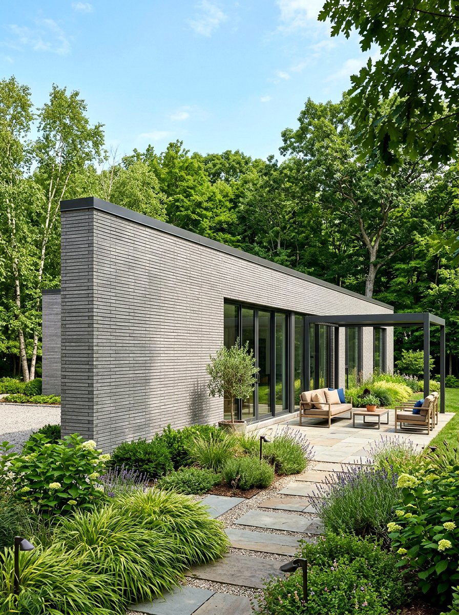 Sleek Long Format Brick - 30 brick house exterior ideas