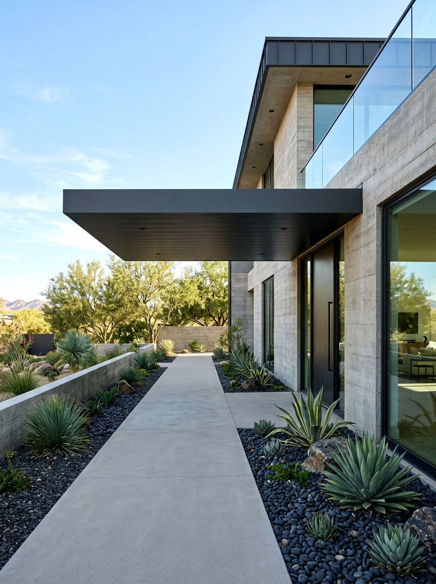Sleek Minimalist Overhang - 30 covered walkway ideas