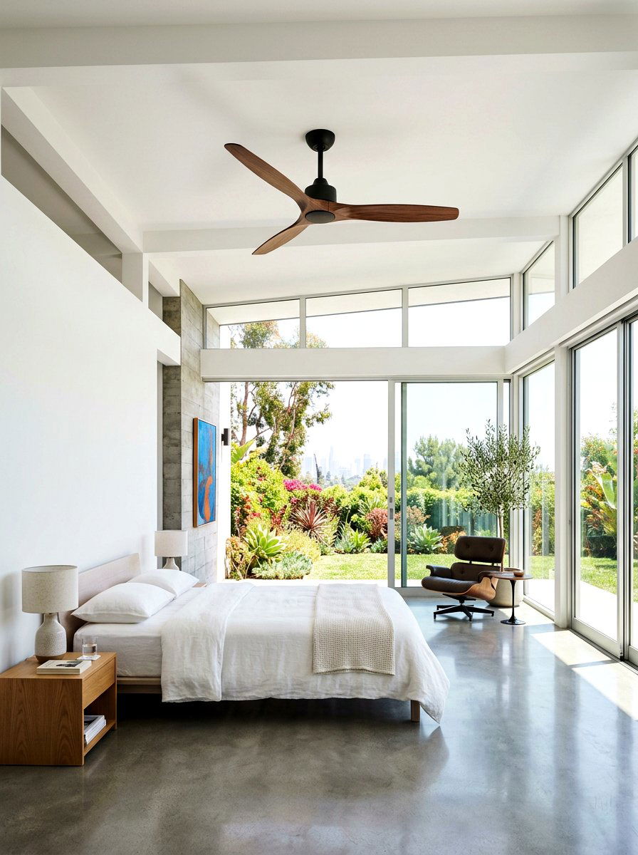 Sleek Three Blade Fan - 30 bedroom ceiling fan ideas