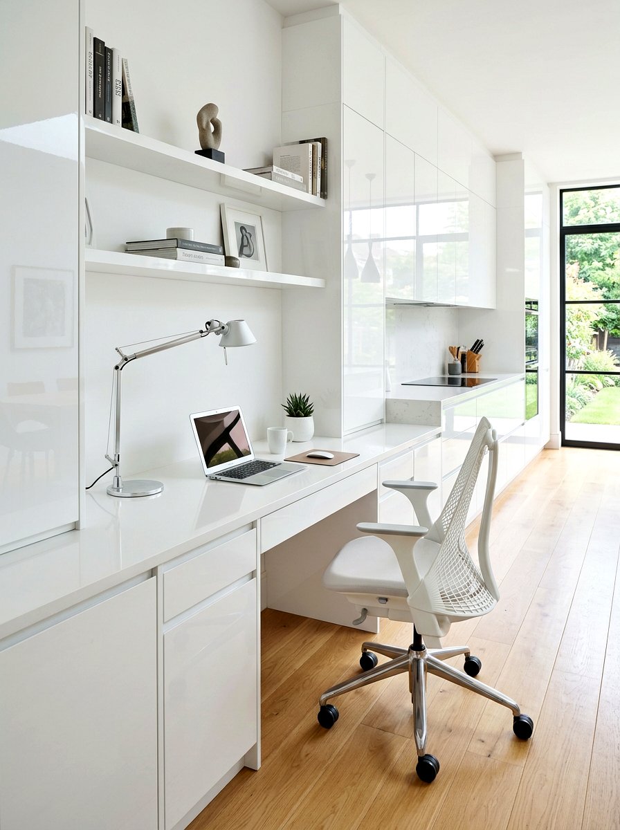 Sleek White Kitchen Desk - 30 kitchen desk nook ideas