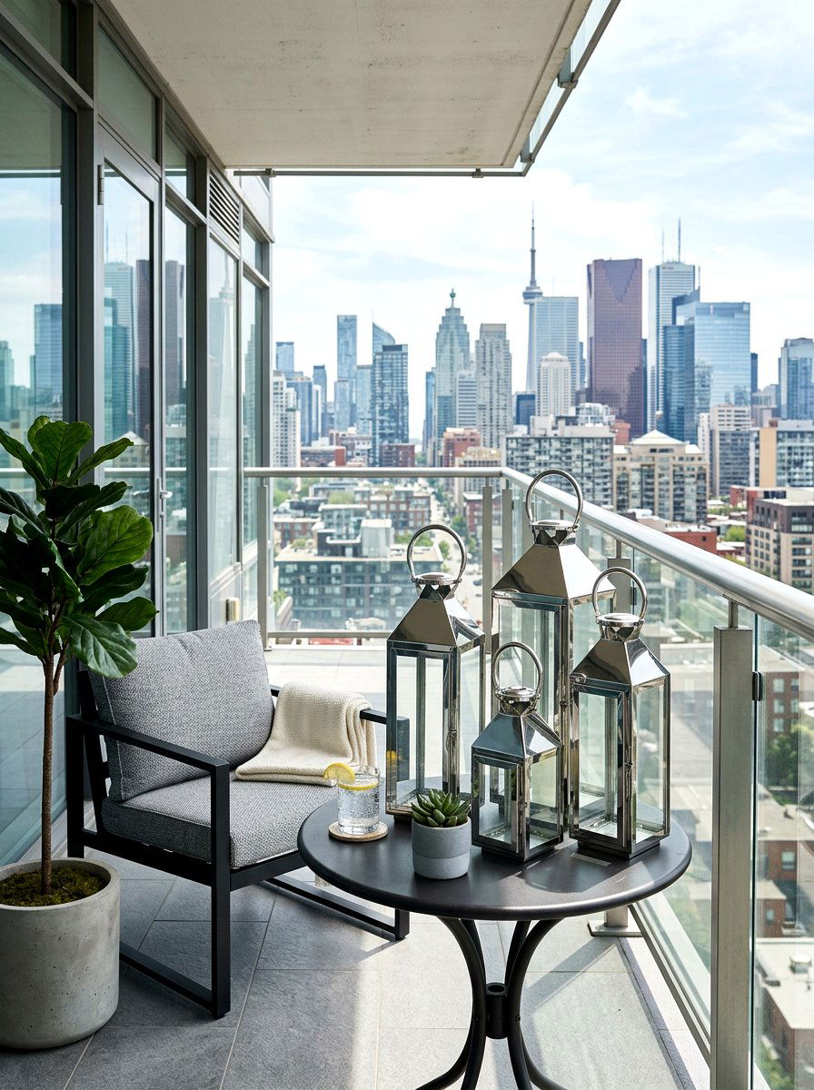 Sleek silver lanterns - 30 lantern patio cluster ideas