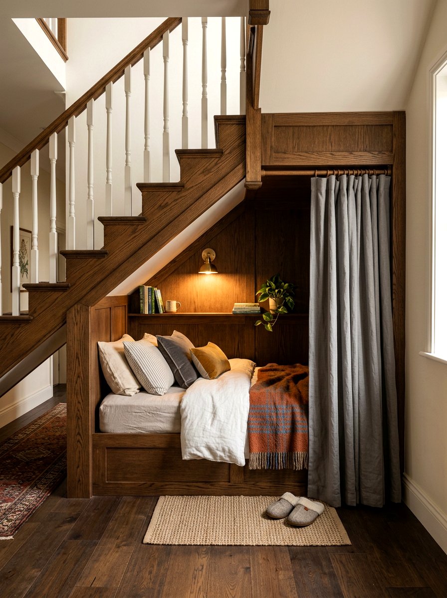 Sleeping Pod Under Stairs - 30 cozy nook under stairs ideas