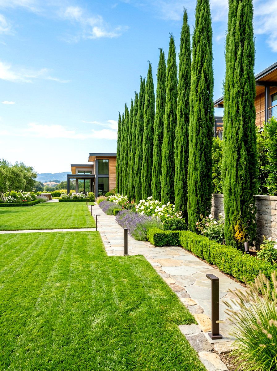 Slender Privacy Trees - 30 narrow garden ideas