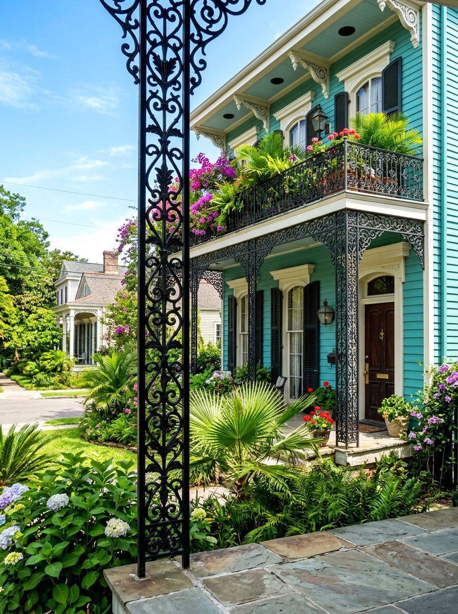 Slender iron porch column - 30 porch column ideas