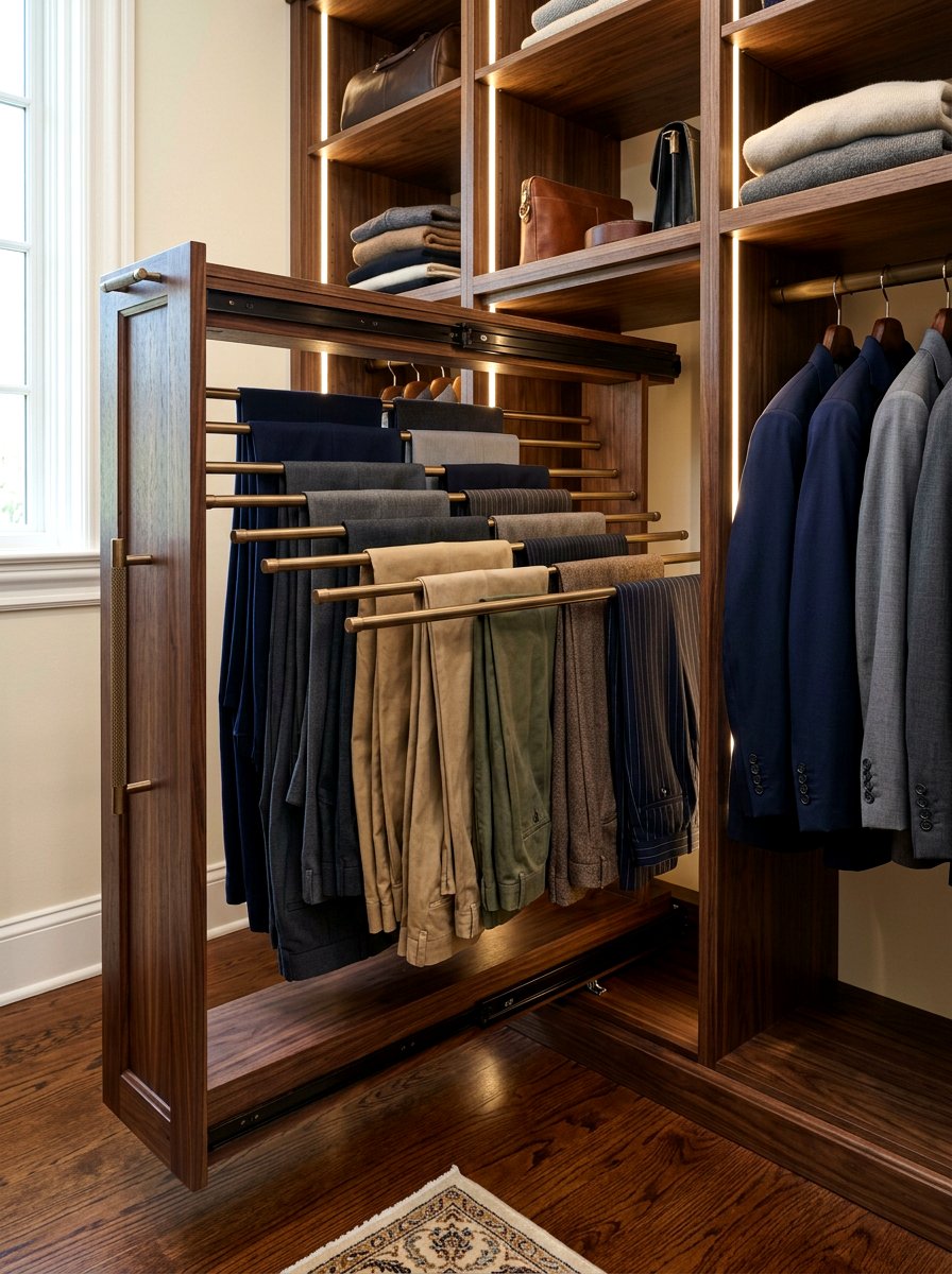 Slide Out Pant Rack - 30 organizing a walk in closet ideas