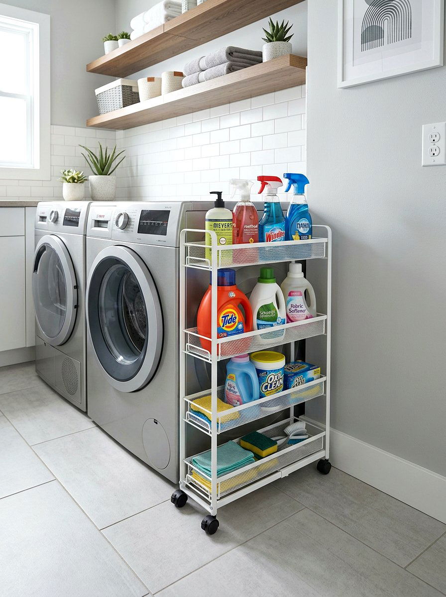 Slide Out Utility Cart - 30 laundry room storage ideas