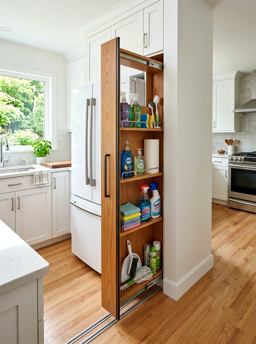 Slide out pantry for cleaning supplies - 30 cleaning supply storage ideas