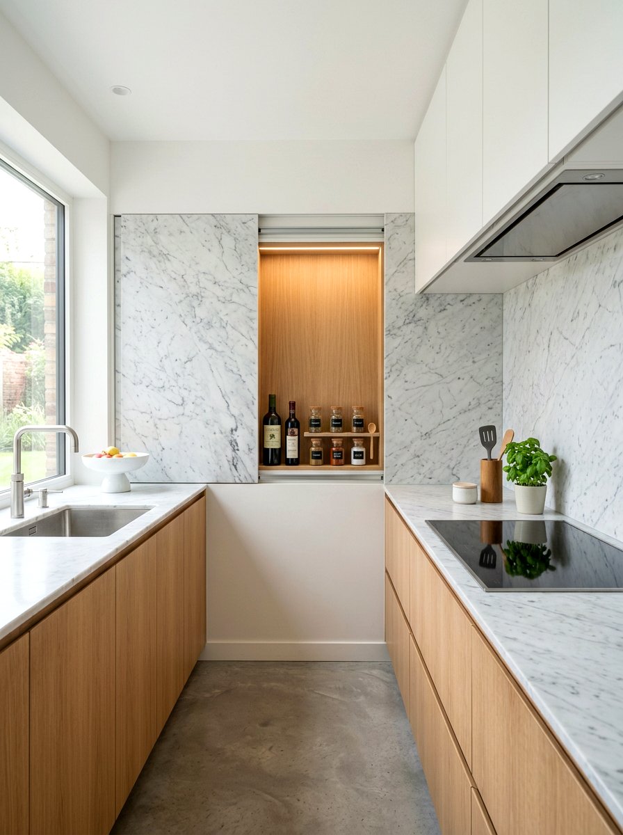 Sliding Backsplash Storage - 30 concealed kitchen storage ideas