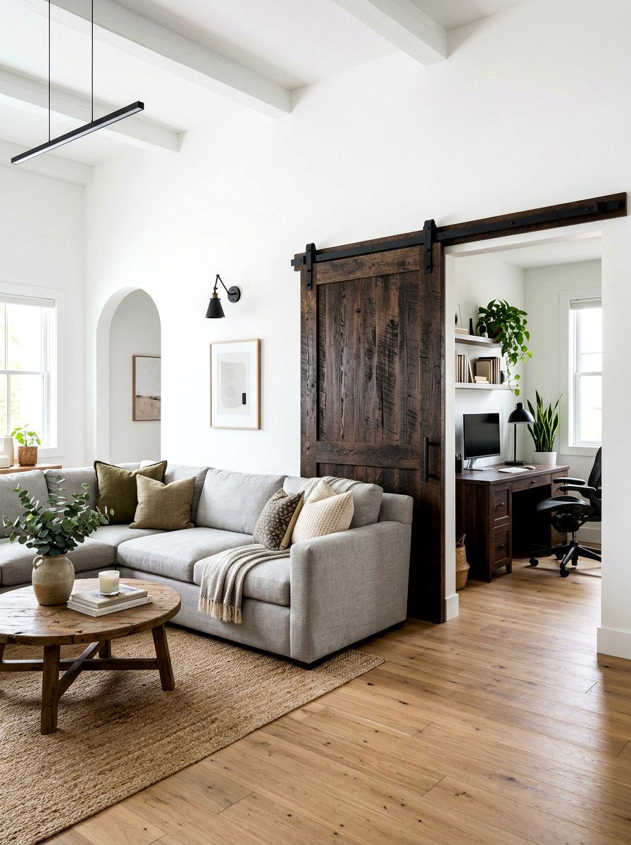 Sliding Barn Door - 30 rustic living room ideas