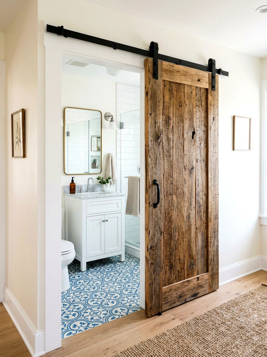 Sliding Barn Door - 30 small bathroom ideas