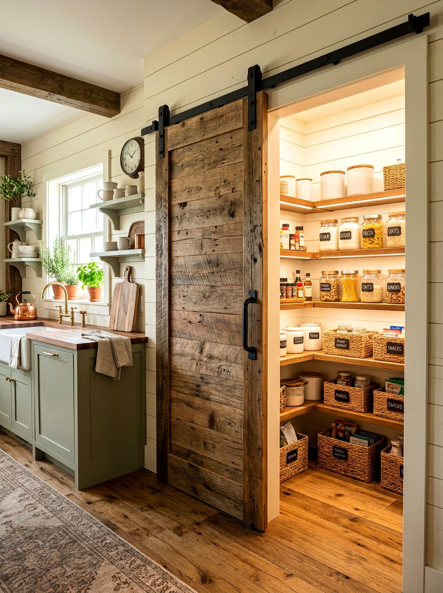 Sliding Barn Door - 30 snack pantry ideas