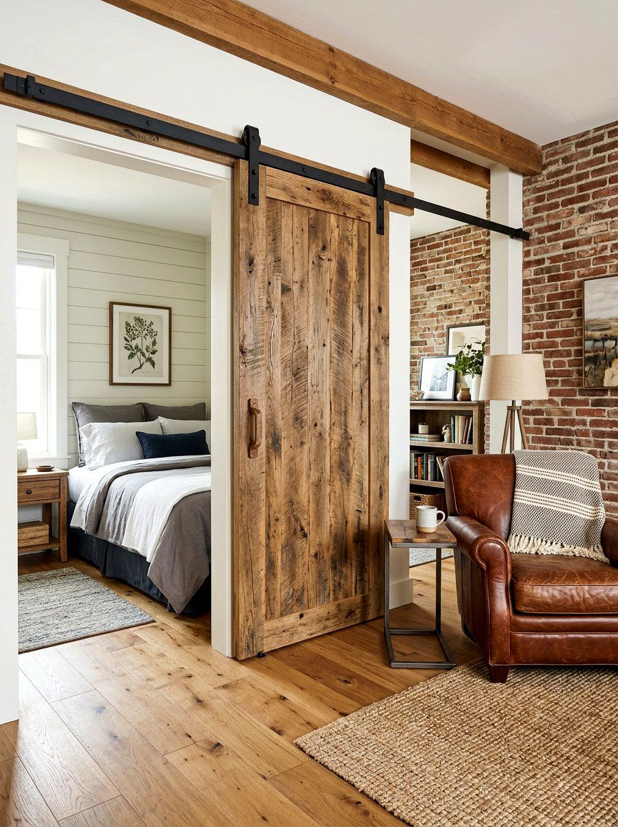 Sliding Barn Door - 30 studio apartment divider ideas